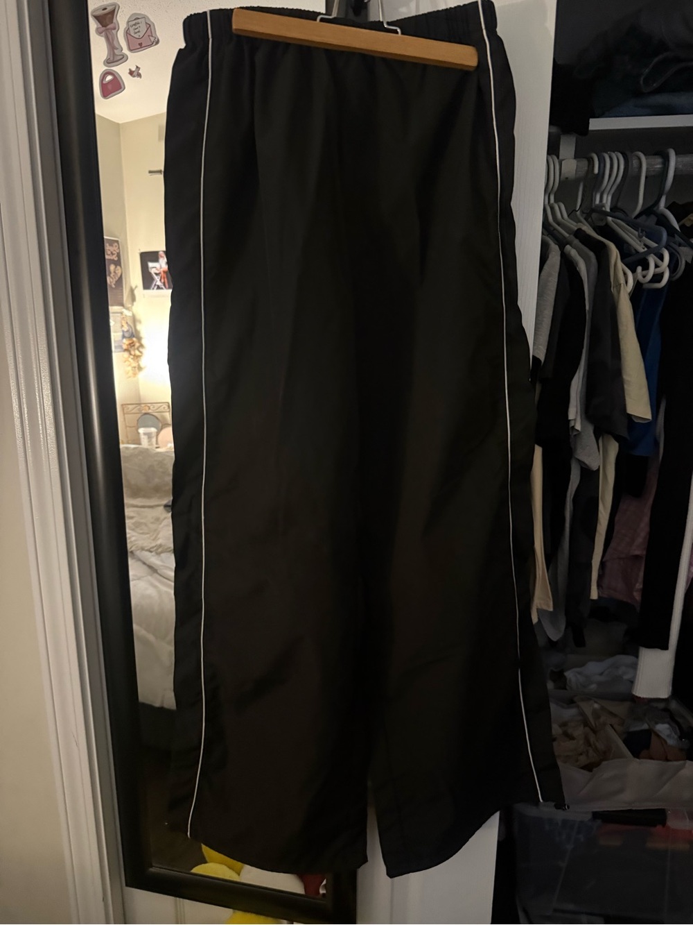 SHEIN Black Track Pants with Side Piping